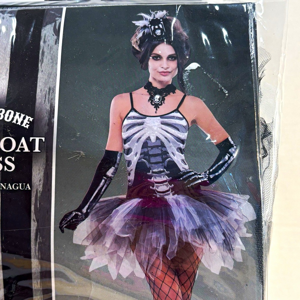 Rubie's Skeleton Halloween Costume Black White Petticoat Tutu Dress 16146 OS